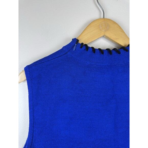 St. John Sport by Marie Gray Women’s Knit Sweater Vest Royal Blue Size M Preppy - Picture 7 of 10